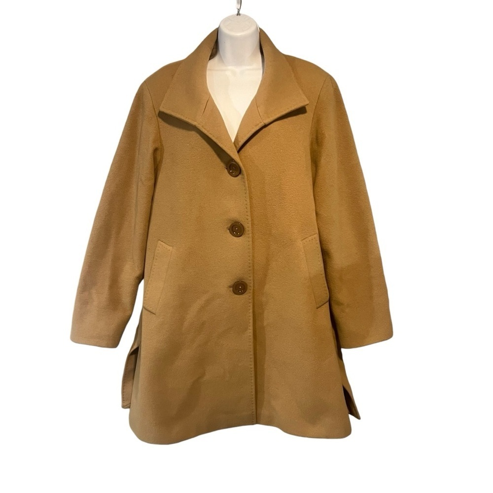 Cinzia Rocca Due Virgin Wool Cashmere Camel Tan Coat Mid-length US 10/12